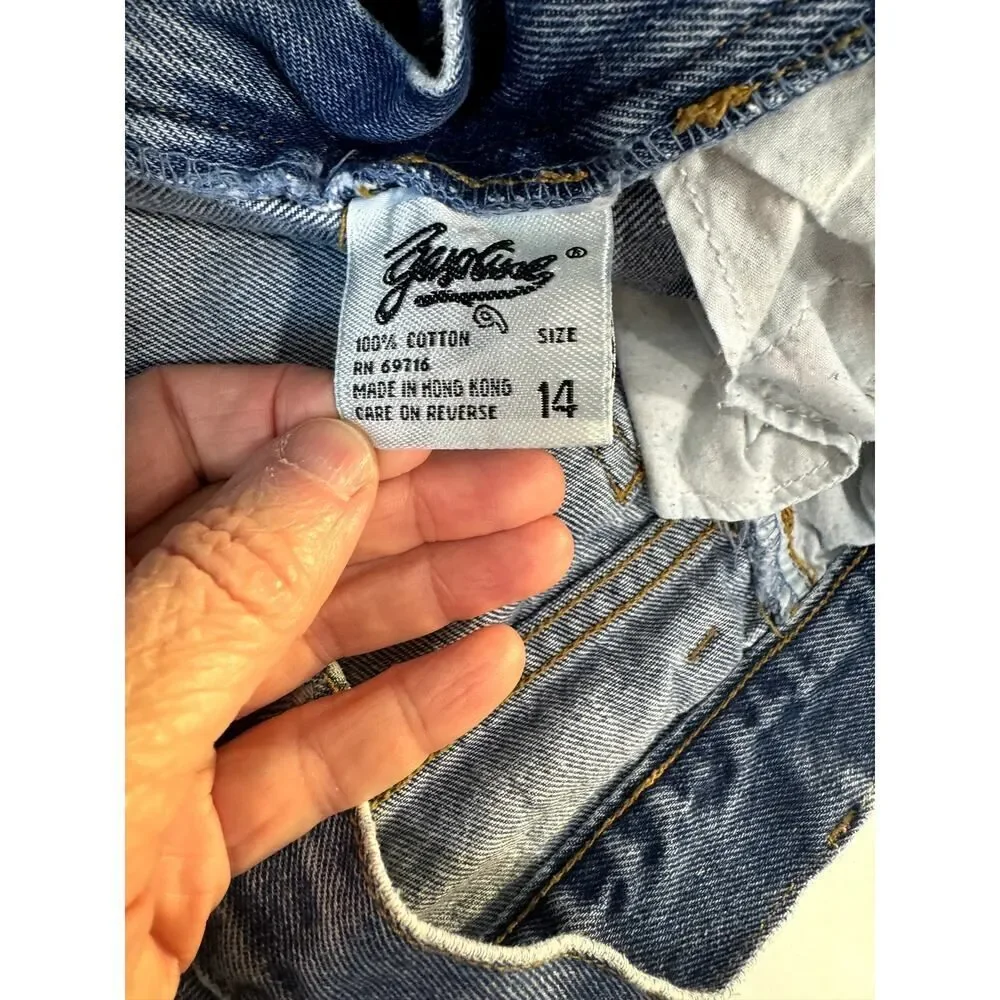 Vintage Embroidered Gasoline Jeans Floral 100% Cotton - Girls Size 14